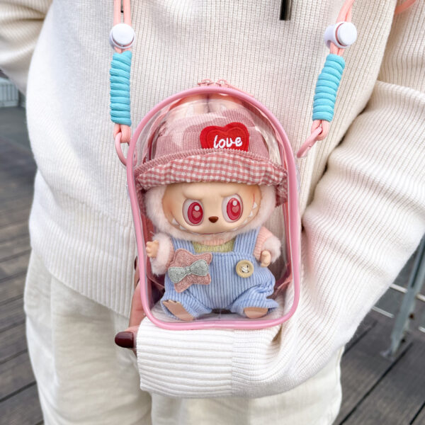 Labubu Genomskinlig Skyddsryggsack Rosa